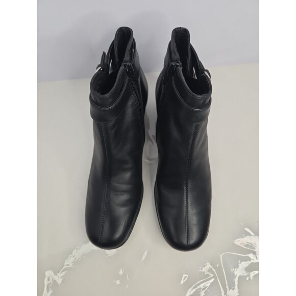 Elites By Walking Cradles Black Leather Ankle Boots zip Up & Buckle Detail S 7.5 - Picture 3 of 11